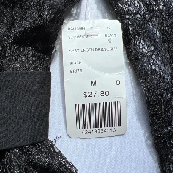 NWT Forever 21 Black Ruffled Lace Mini Dress (M) - Picture 4 of 7